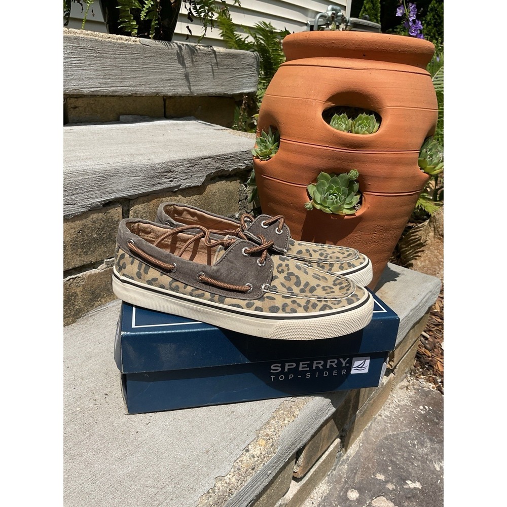 Sperry Women's Size 7M‎ Top-Sider Leopard Print Cheetah Canvas Boat Shoes